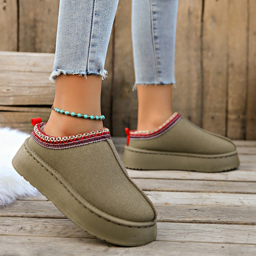 Nancy | Chic Cozy Knit-Trim Platform Slippers Mules