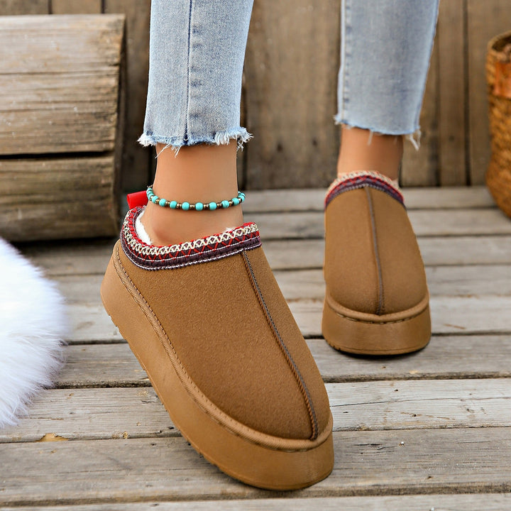 Nancy | Chic Cozy Knit-Trim Platform Slippers Mules