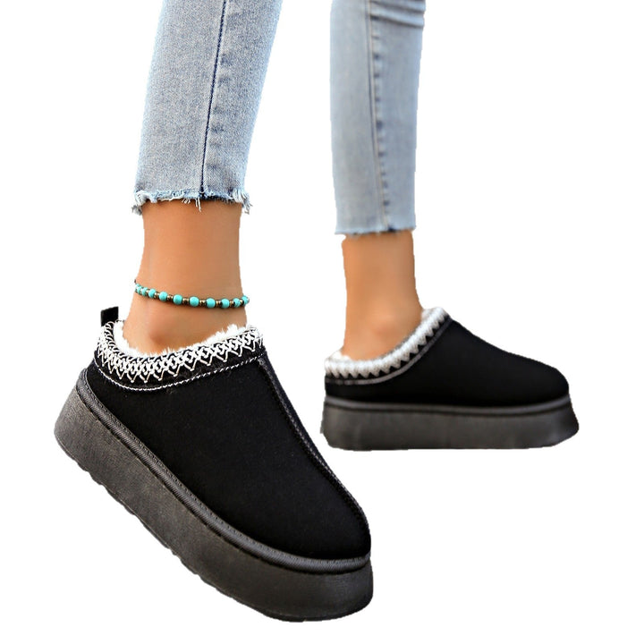 Nancy | Chic Cozy Knit-Trim Platform Slippers Mules