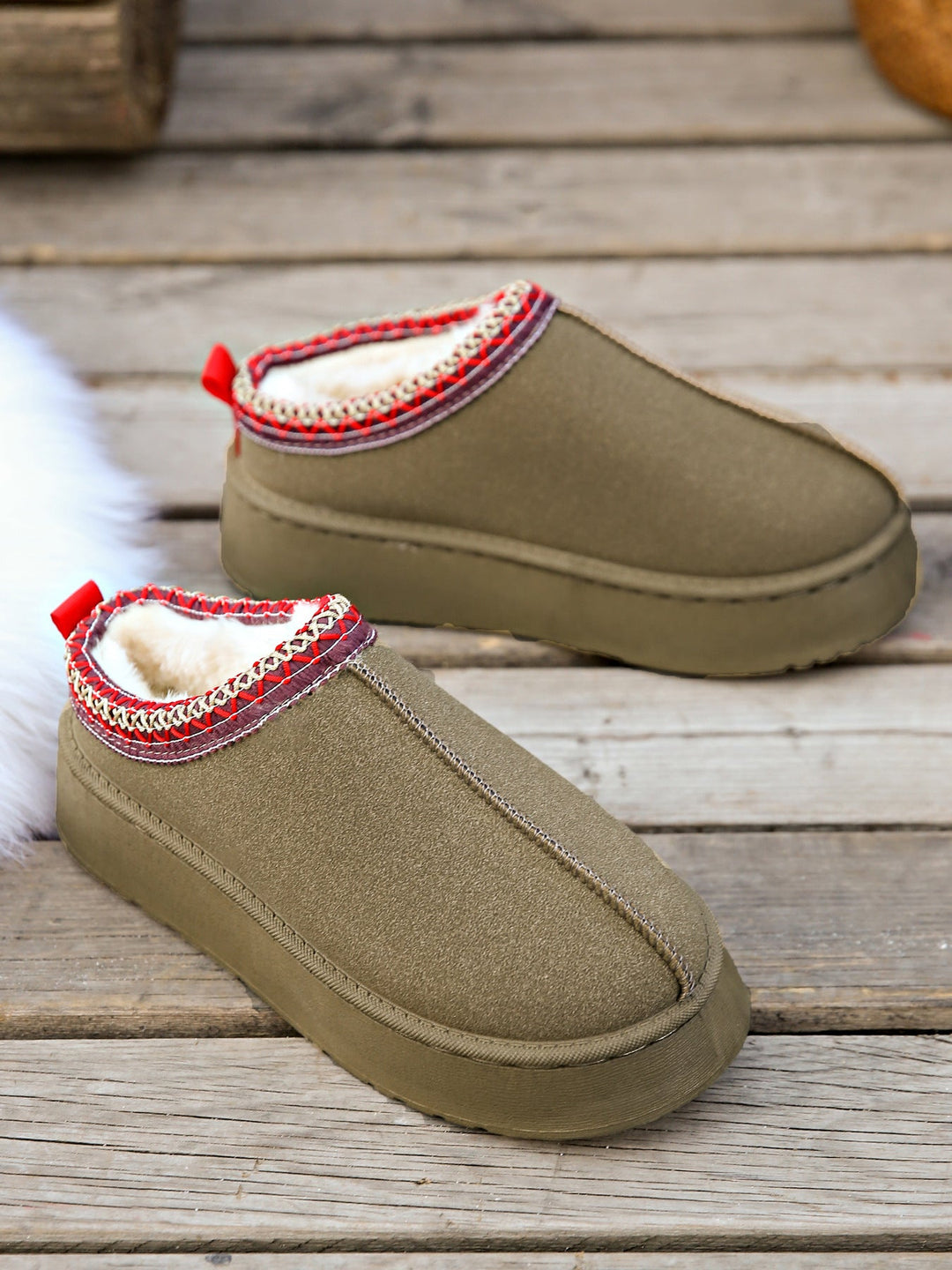 Nancy | Chic Cozy Knit-Trim Platform Slippers Mules