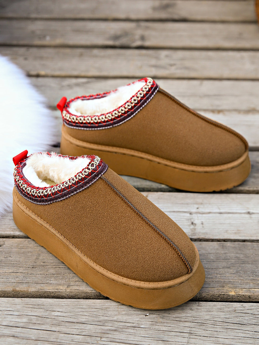 Nancy | Chic Cozy Knit-Trim Platform Slippers Mules