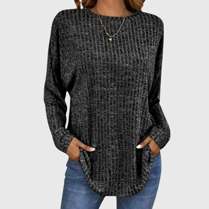 Nancy | Ribbed Crew Neck Tunic Knit Sweater
