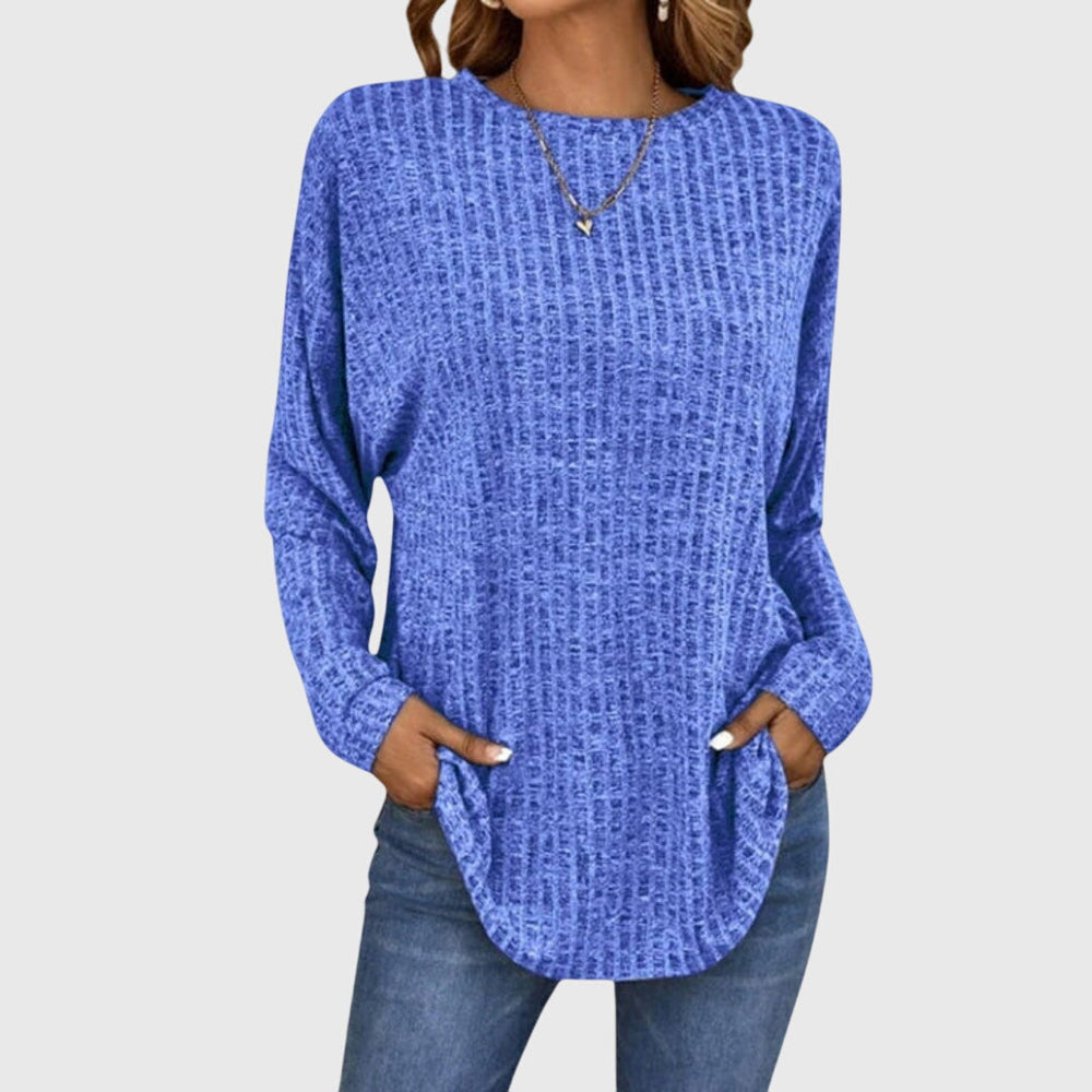 Nancy | Ribbed Crew Neck Tunic Knit Sweater
