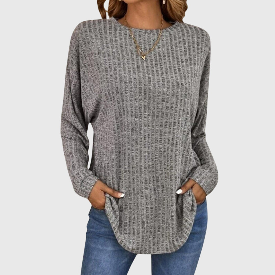 Nancy | Ribbed Crew Neck Tunic Knit Sweater