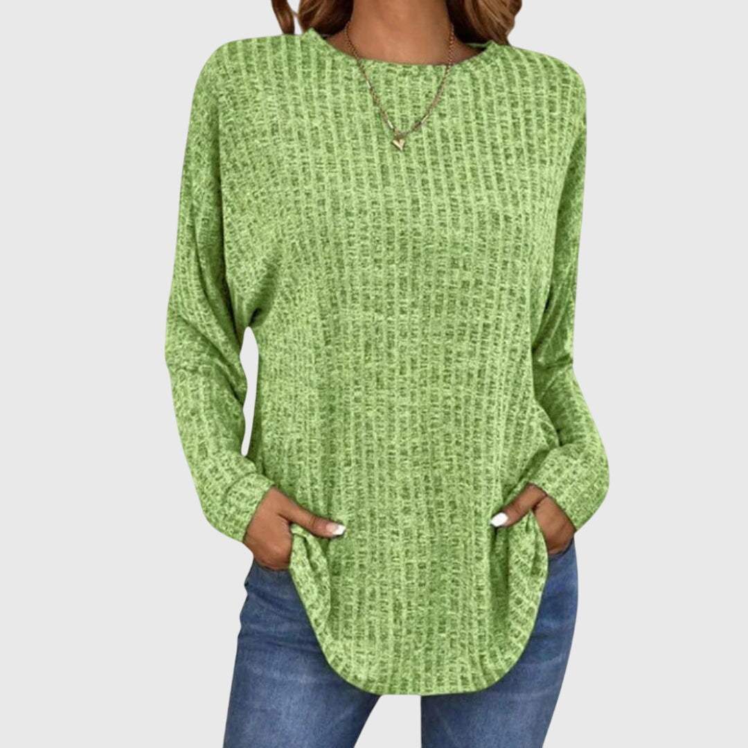 Nancy | Ribbed Crew Neck Tunic Knit Sweater