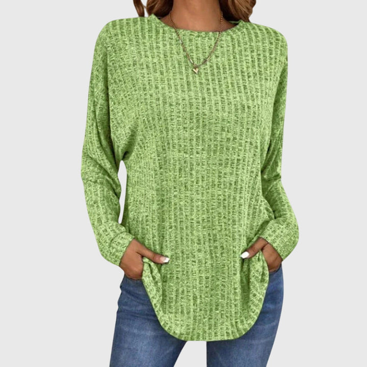 Nancy | Ribbed Crew Neck Tunic Knit Sweater