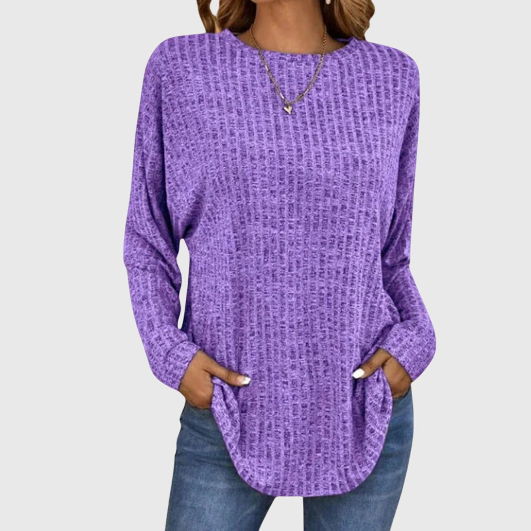 Nancy | Ribbed Crew Neck Tunic Knit Sweater