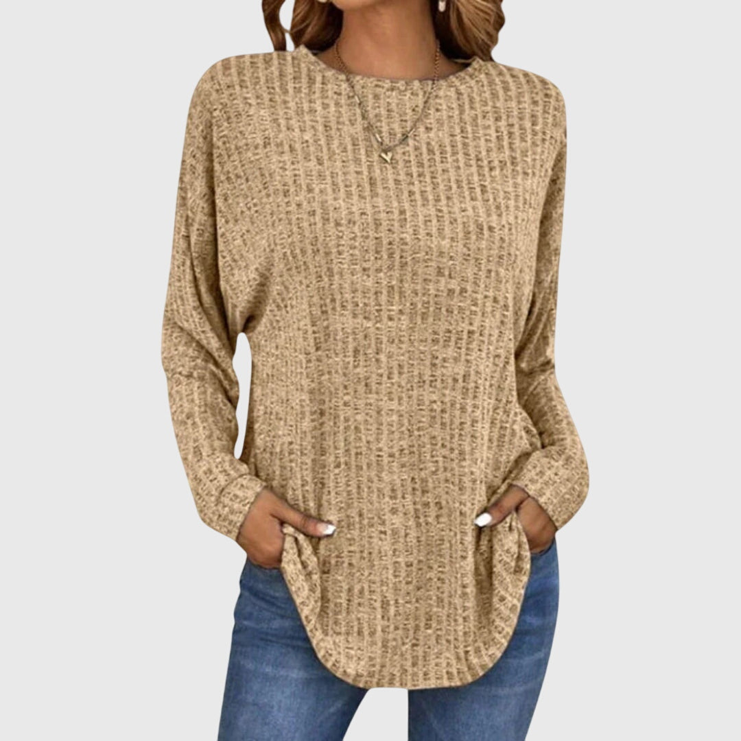 Nancy | Ribbed Crew Neck Tunic Knit Sweater