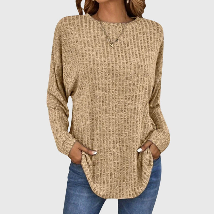 Nancy | Ribbed Crew Neck Tunic Knit Sweater