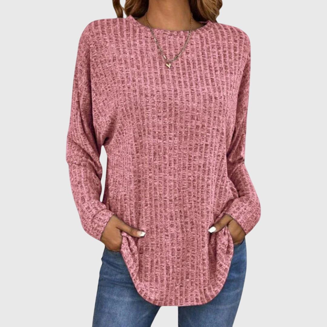 Nancy | Ribbed Crew Neck Tunic Knit Sweater