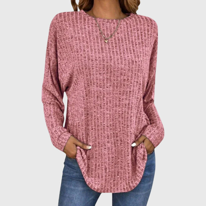 Nancy | Ribbed Crew Neck Tunic Knit Sweater
