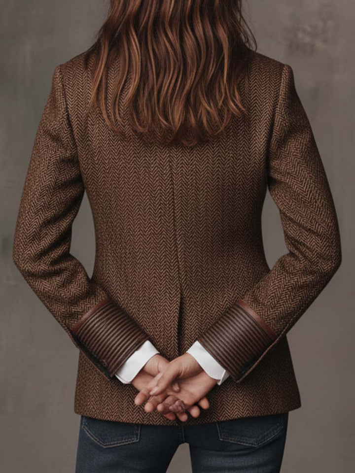 Nancy | Tailored Herringbone Single-Breasted Blazer