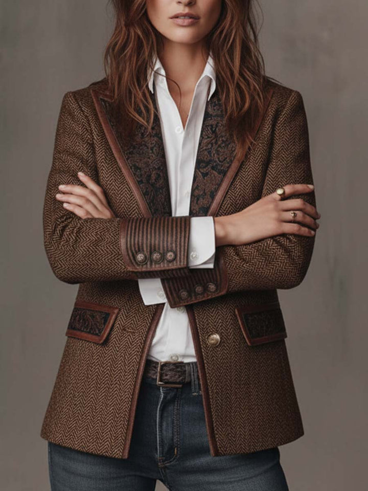 Nancy | Tailored Herringbone Single-Breasted Blazer