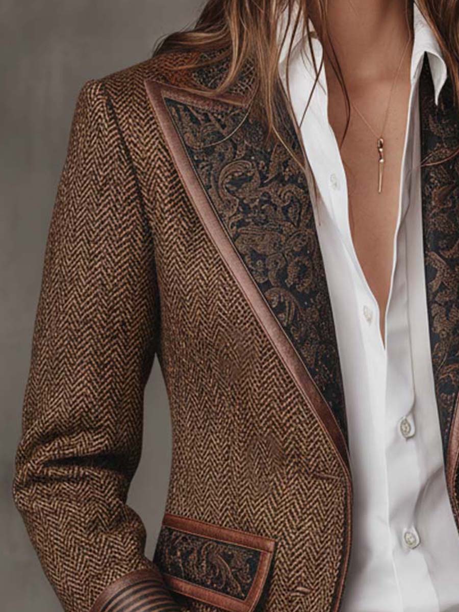 Nancy | Tailored Herringbone Single-Breasted Blazer