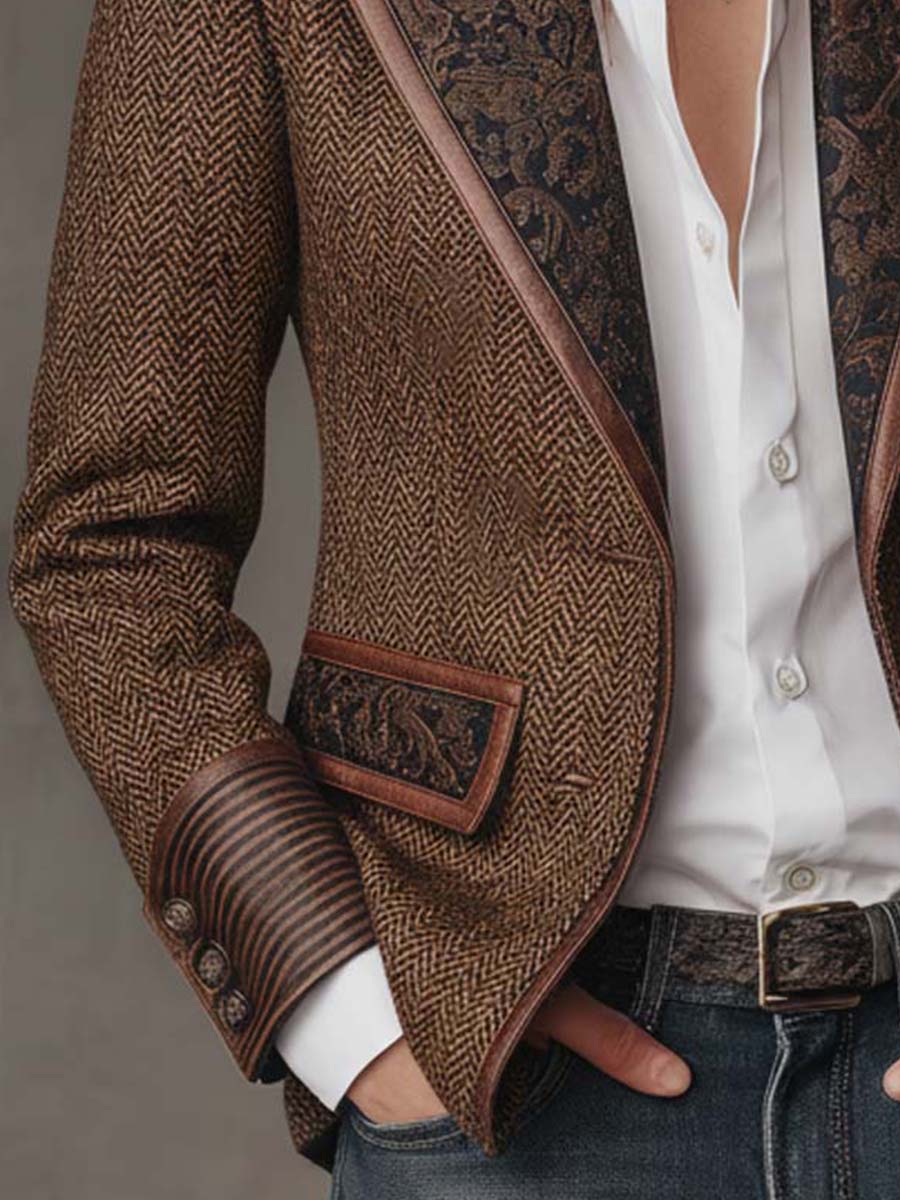 Nancy | Tailored Herringbone Single-Breasted Blazer