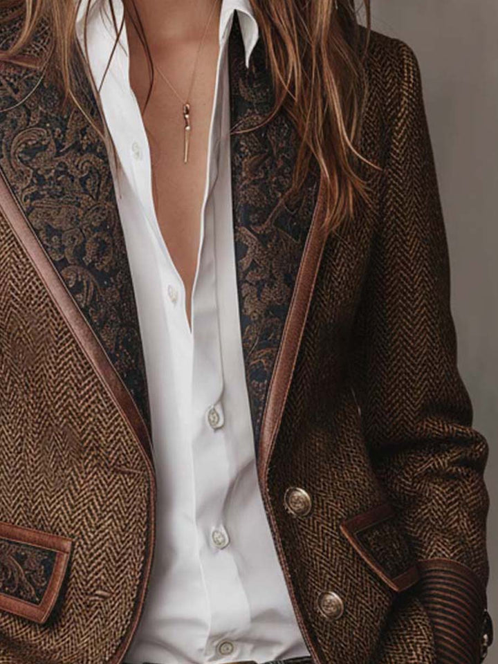 Nancy | Tailored Herringbone Single-Breasted Blazer