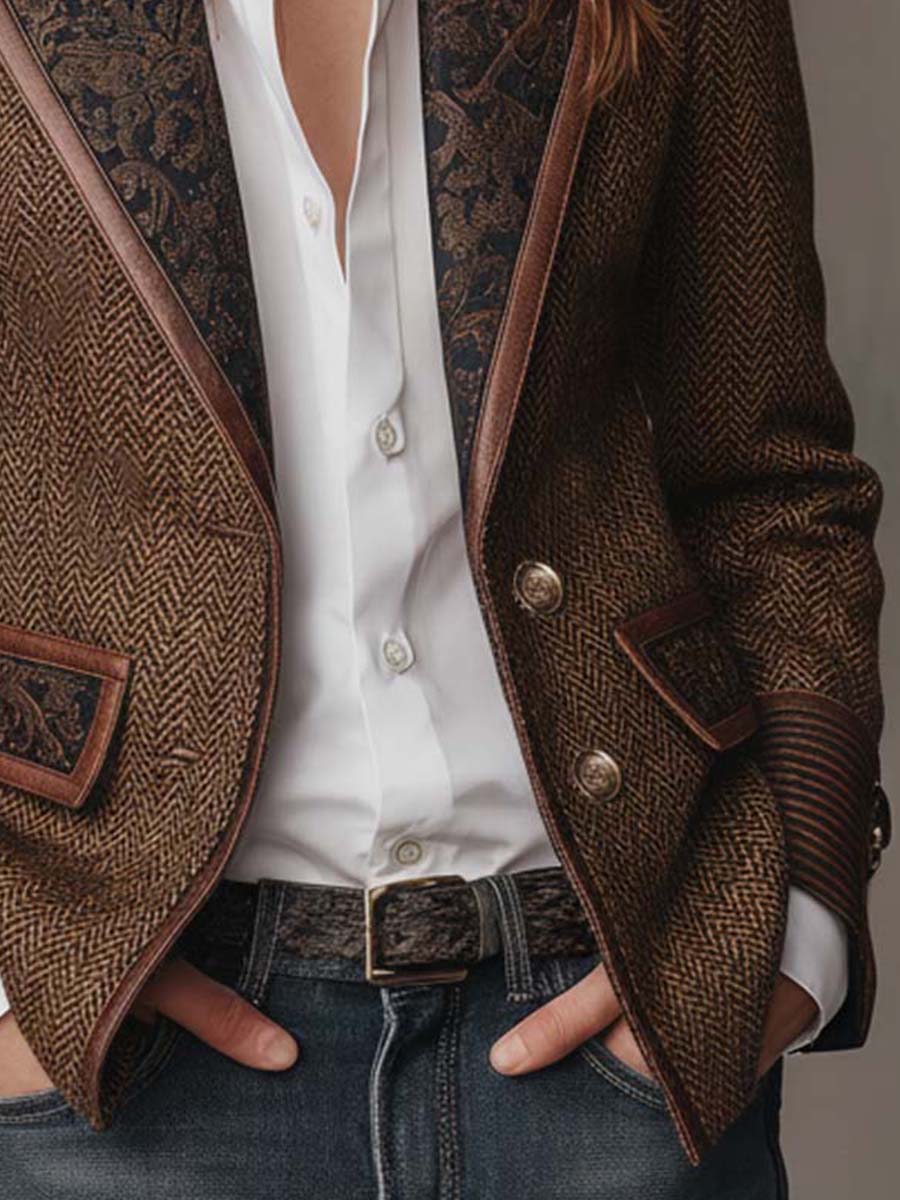 Nancy | Tailored Herringbone Single-Breasted Blazer