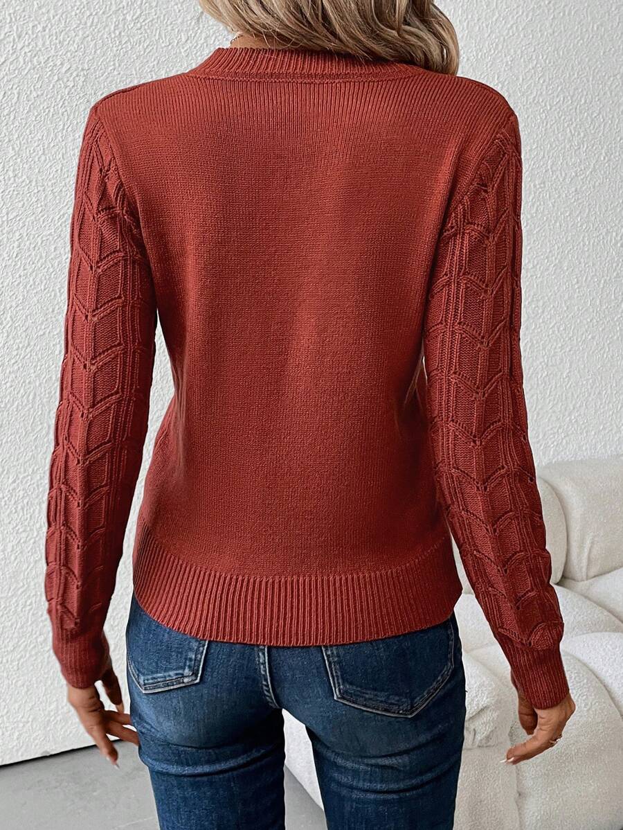 Natalie | Classic Cable Knit Sweater V-Neck Pullover