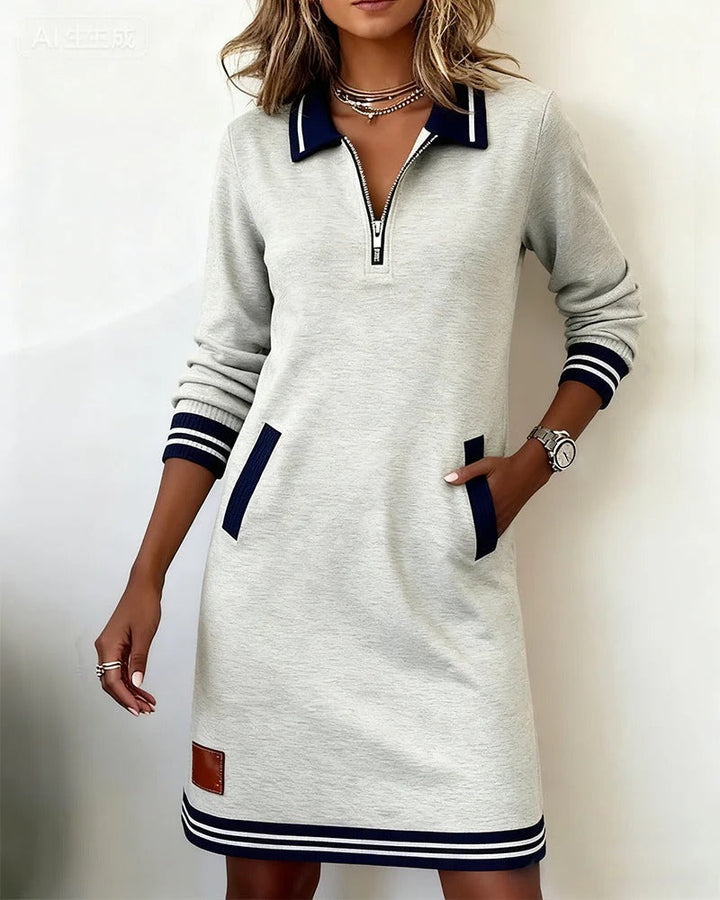 Natalie | Classic Quarter Zip Long Sleeve Dress
