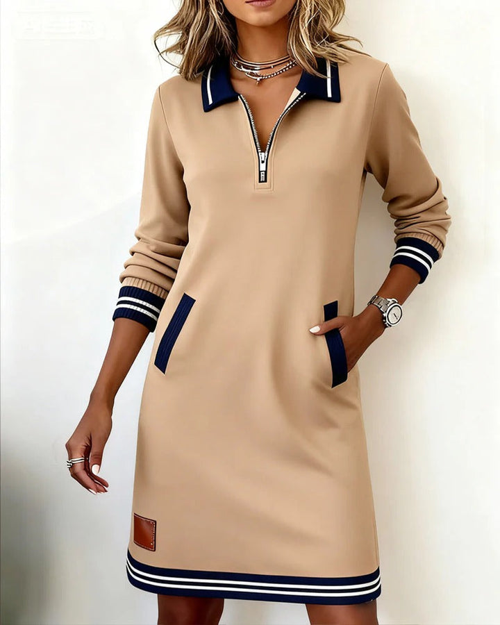 Natalie | Classic Quarter Zip Long Sleeve Dress