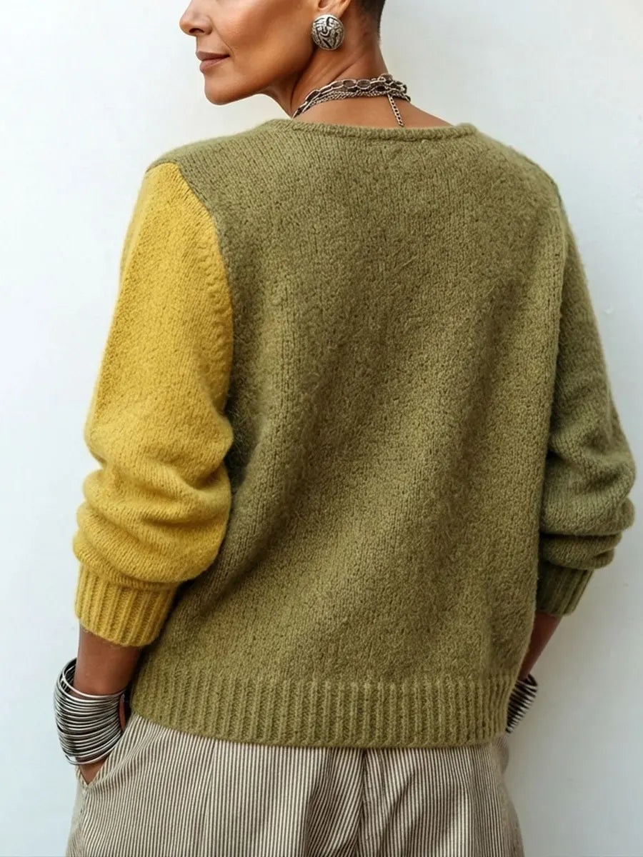 Natalie | Refined Color Block Asymmetric Button Front Cardigan