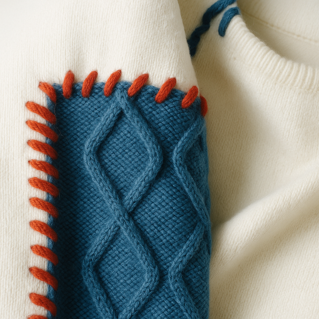 Nicholas | Relaxed Patchwork Crewneck Mens Knit Sweater