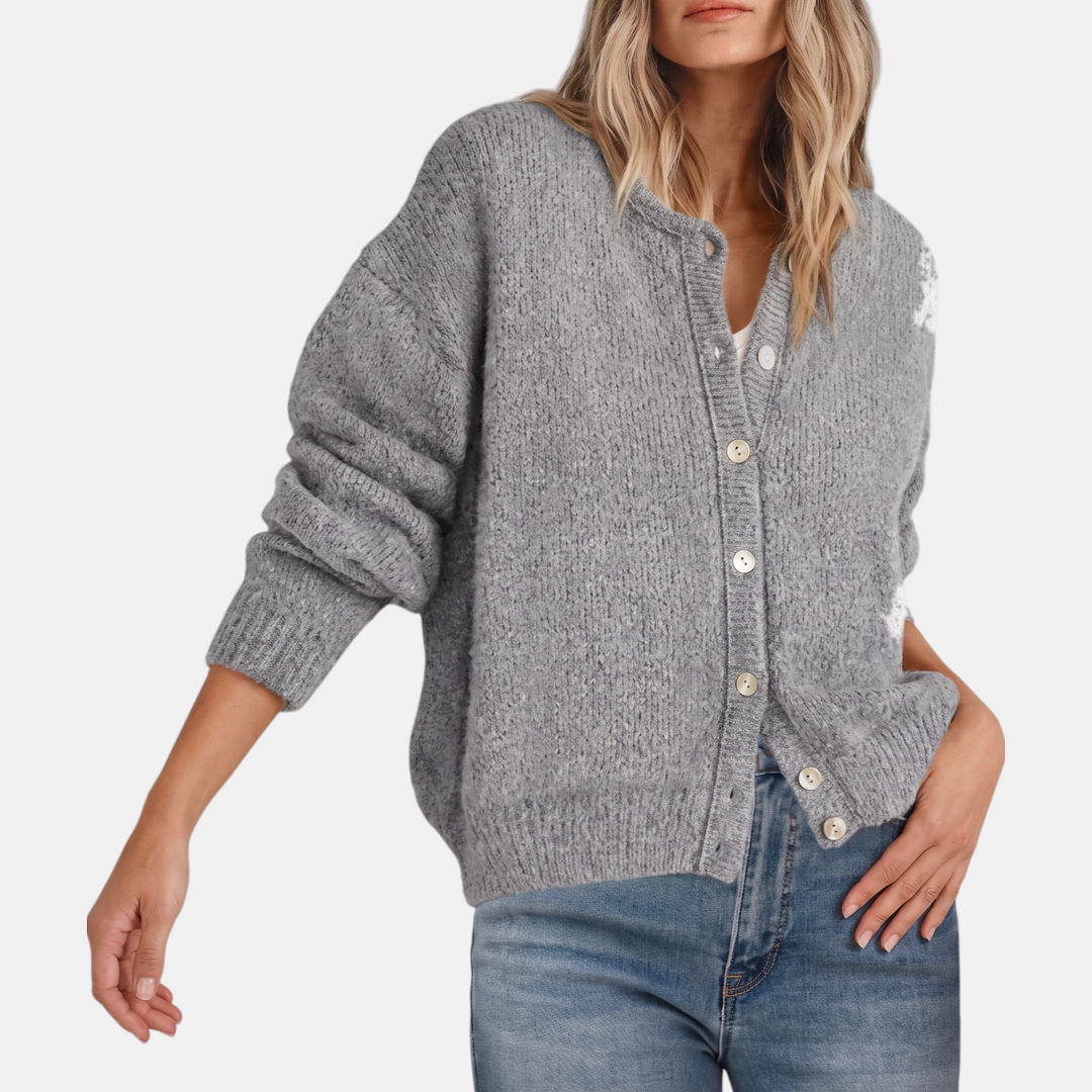Nicole | Effortless Button Front Crewneck Knit Cardigan