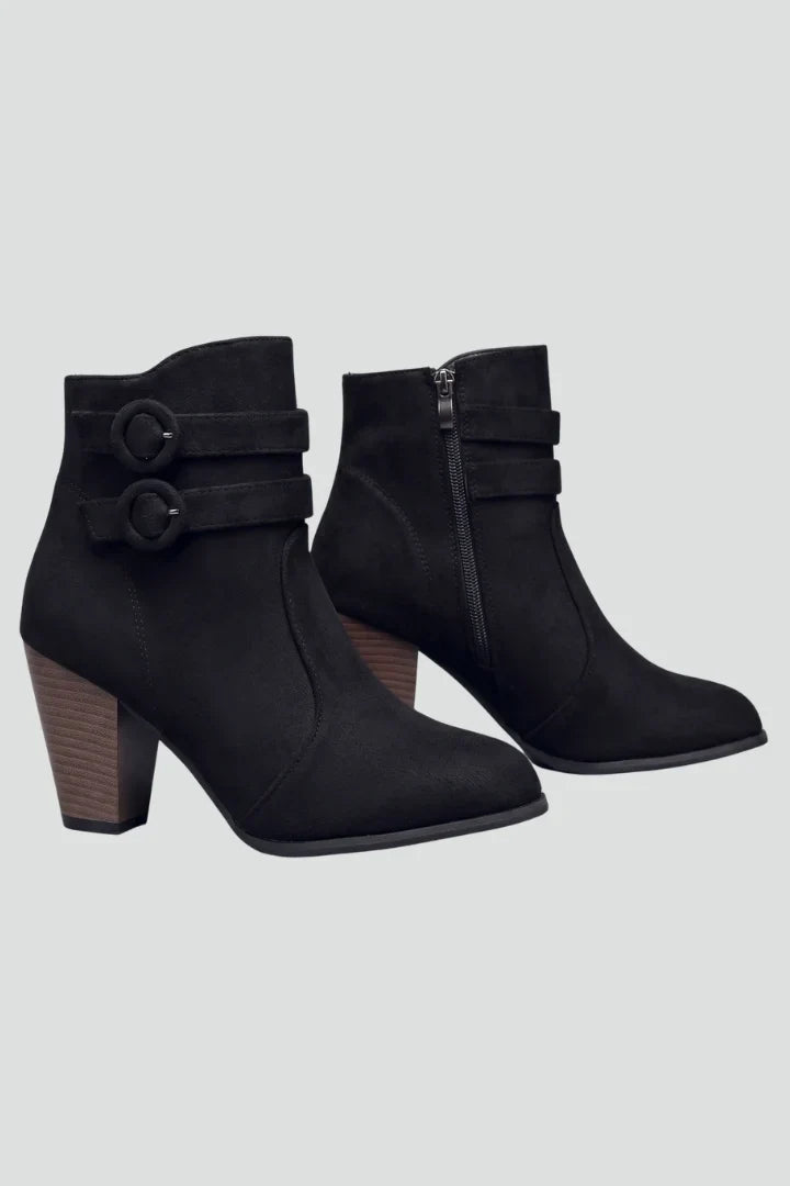 Nicole | Relaxed Buckle Ankle Boots with Block Heel