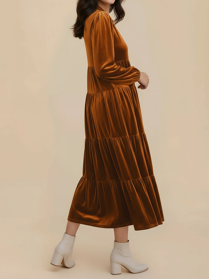Nicole | Stylish Tiered Velvet Long-Sleeve Christmas Dress