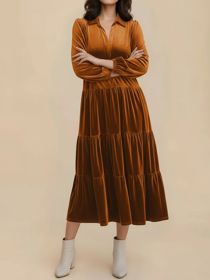 Nicole | Stylish Tiered Velvet Long-Sleeve Christmas Dress