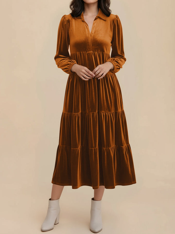 Nicole | Stylish Tiered Velvet Long-Sleeve Christmas Dress