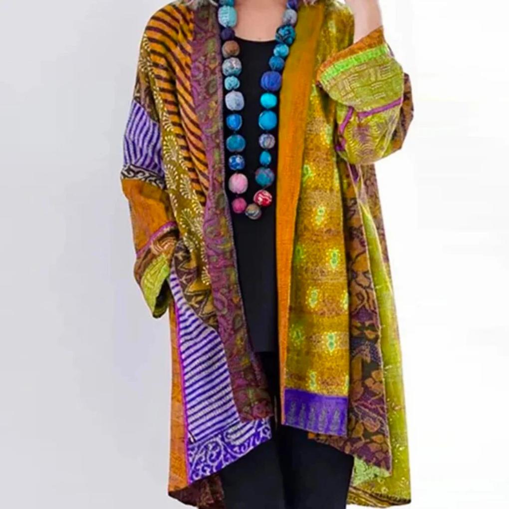 Nora | Hyggelig Oversize Striktrøje med Patchwork-mønster