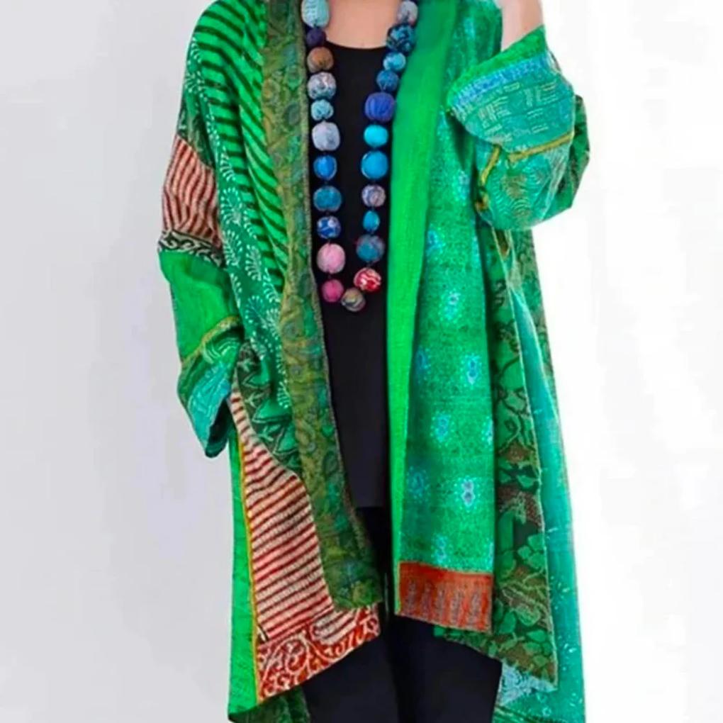 Nora | Hyggelig Oversize Striktrøje med Patchwork-mønster