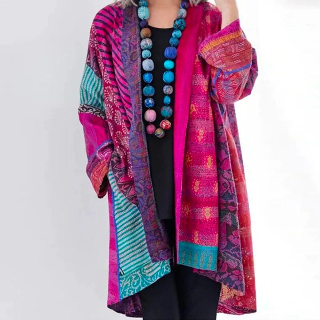 Nora | Hyggelig Oversize Striktrøje med Patchwork-mønster