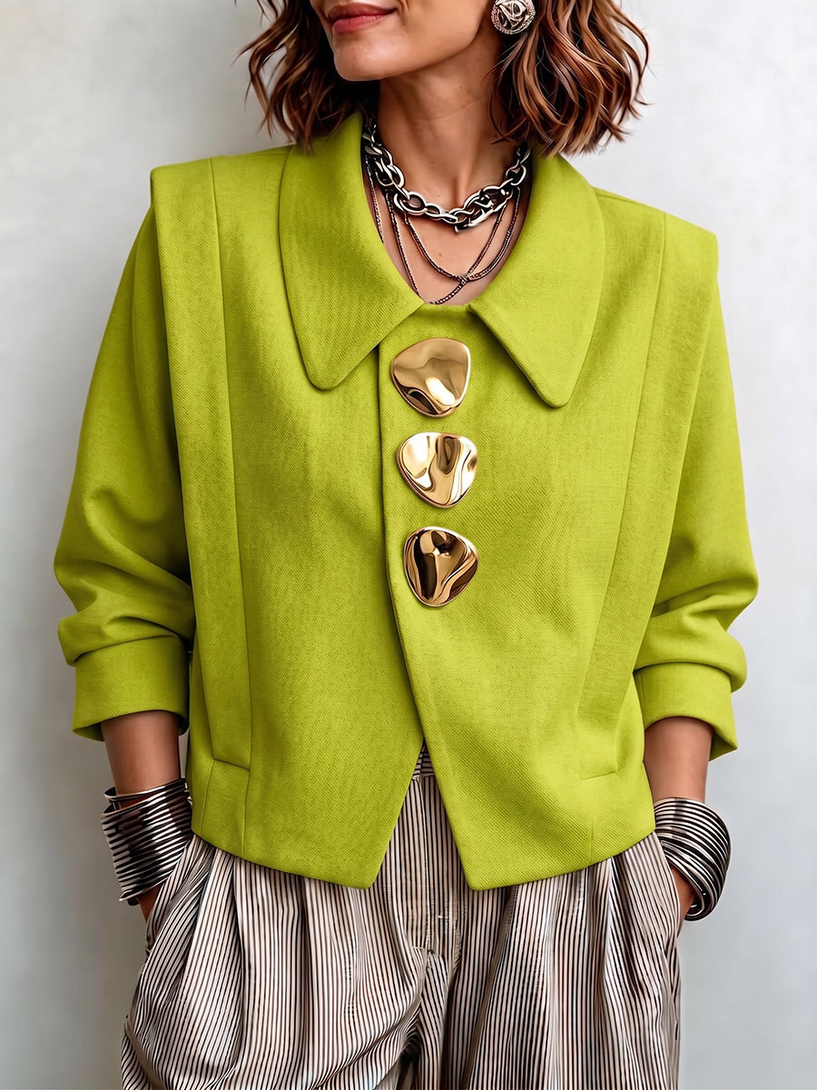 Olivia | Refined Button Front Cropped Blazer