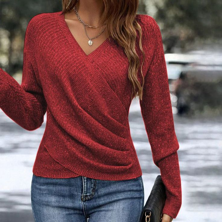 Pamela | Cozy V-Neck Wrap Knit Sweater