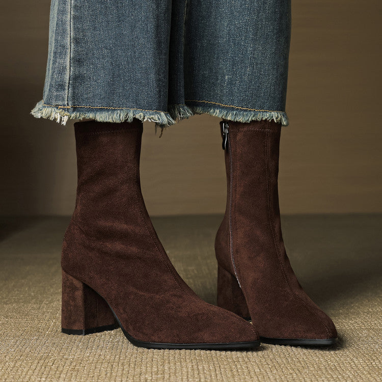Patricia | Chic Side Zip Block Heel Ankle Boots