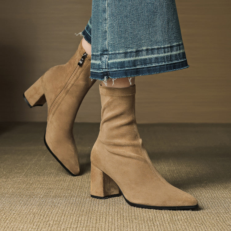 Patricia | Chic Side Zip Block Heel Ankle Boots