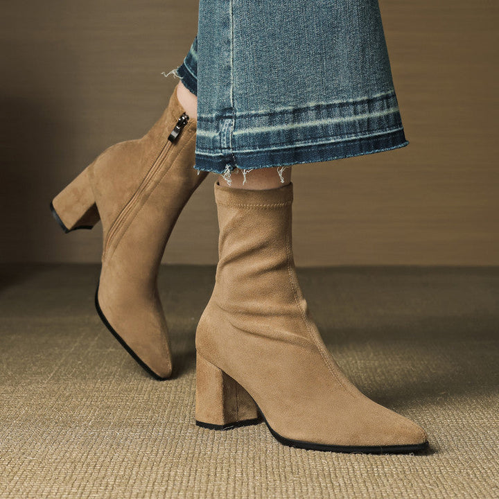 Patricia | Chic Side Zip Block Heel Ankle Boots
