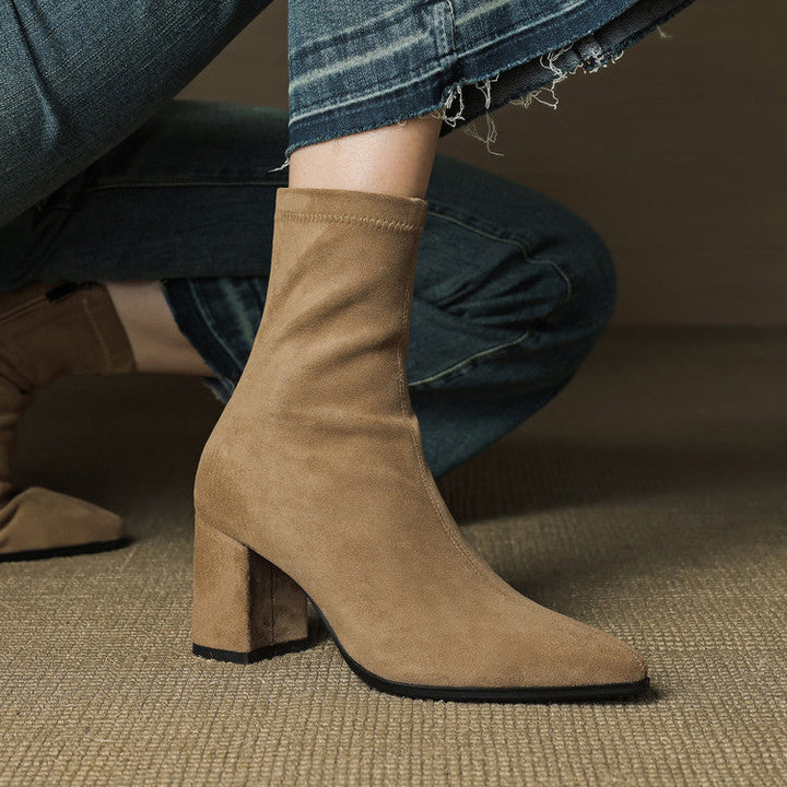 Patricia | Chic Side Zip Block Heel Ankle Boots