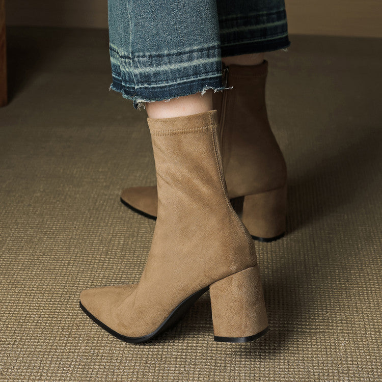 Patricia | Chic Side Zip Block Heel Ankle Boots