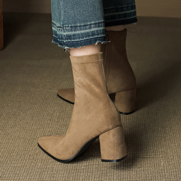 Patricia | Chic Side Zip Block Heel Ankle Boots
