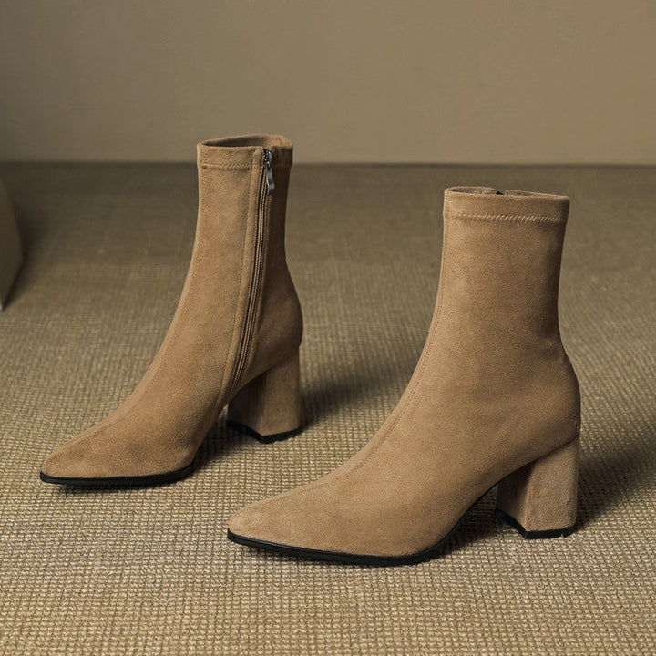 Patricia | Chic Side Zip Block Heel Ankle Boots