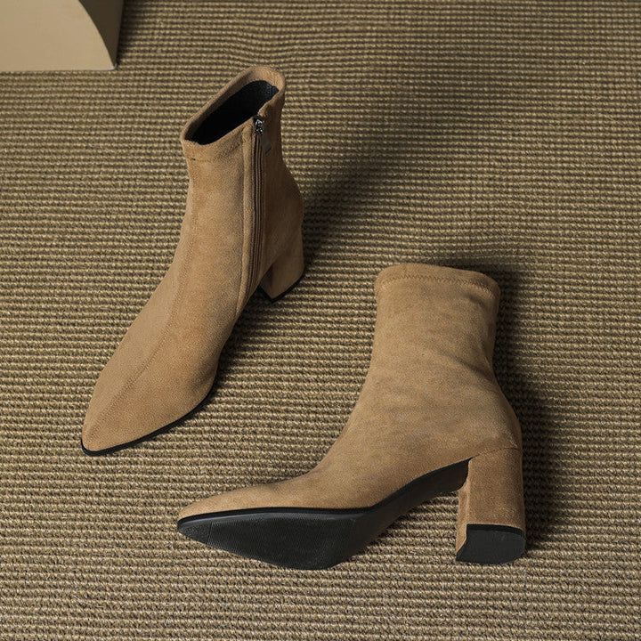 Patricia | Chic Side Zip Block Heel Ankle Boots
