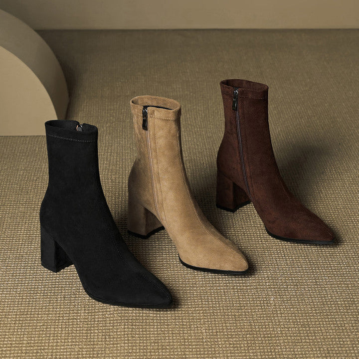 Patricia | Chic Side Zip Block Heel Ankle Boots