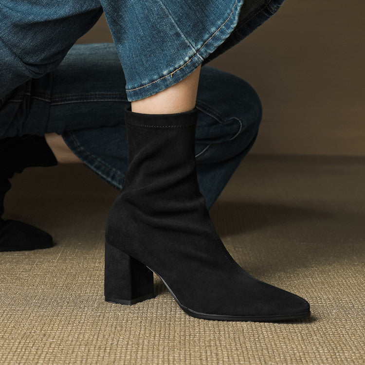 Patricia | Chic Side Zip Block Heel Ankle Boots