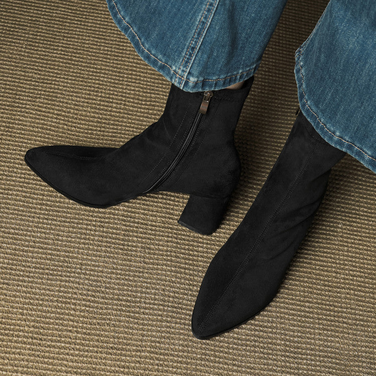 Patricia | Chic Side Zip Block Heel Ankle Boots