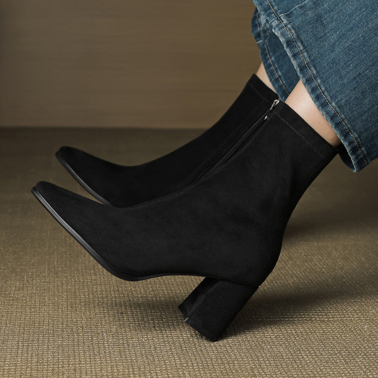 Patricia | Chic Side Zip Block Heel Ankle Boots