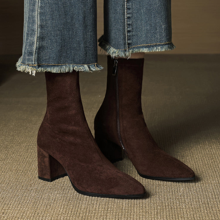 Patricia | Chic Side Zip Block Heel Ankle Boots