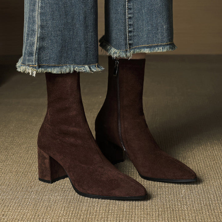 Patricia | Chic Side Zip Block Heel Ankle Boots